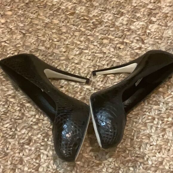 Kathryn Amberleigh Black Snake Platform Leather Heels 9.5 - Picture 5 of 8